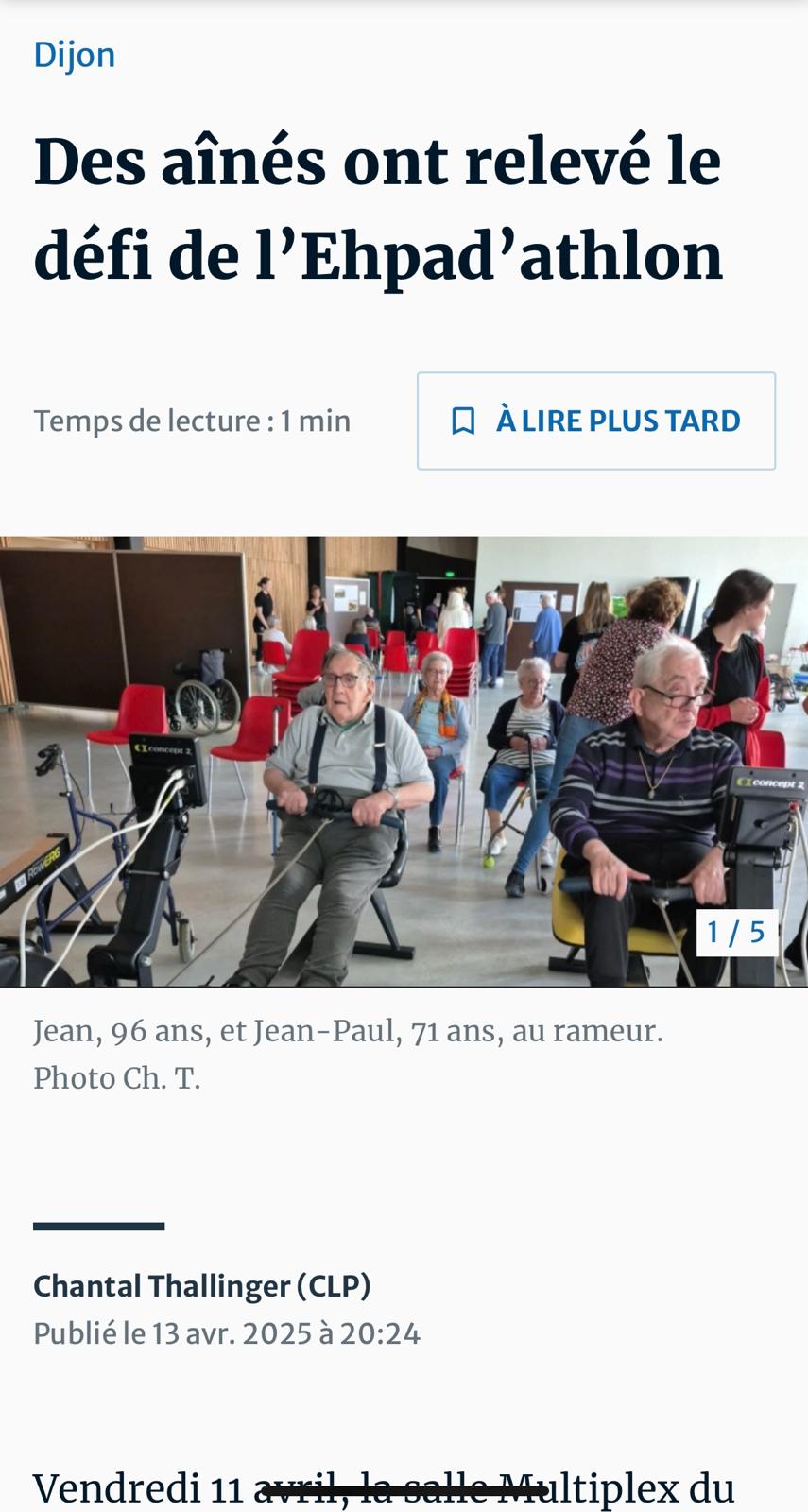 EHPAD ATHLON le vendredi 11 avril 2025 